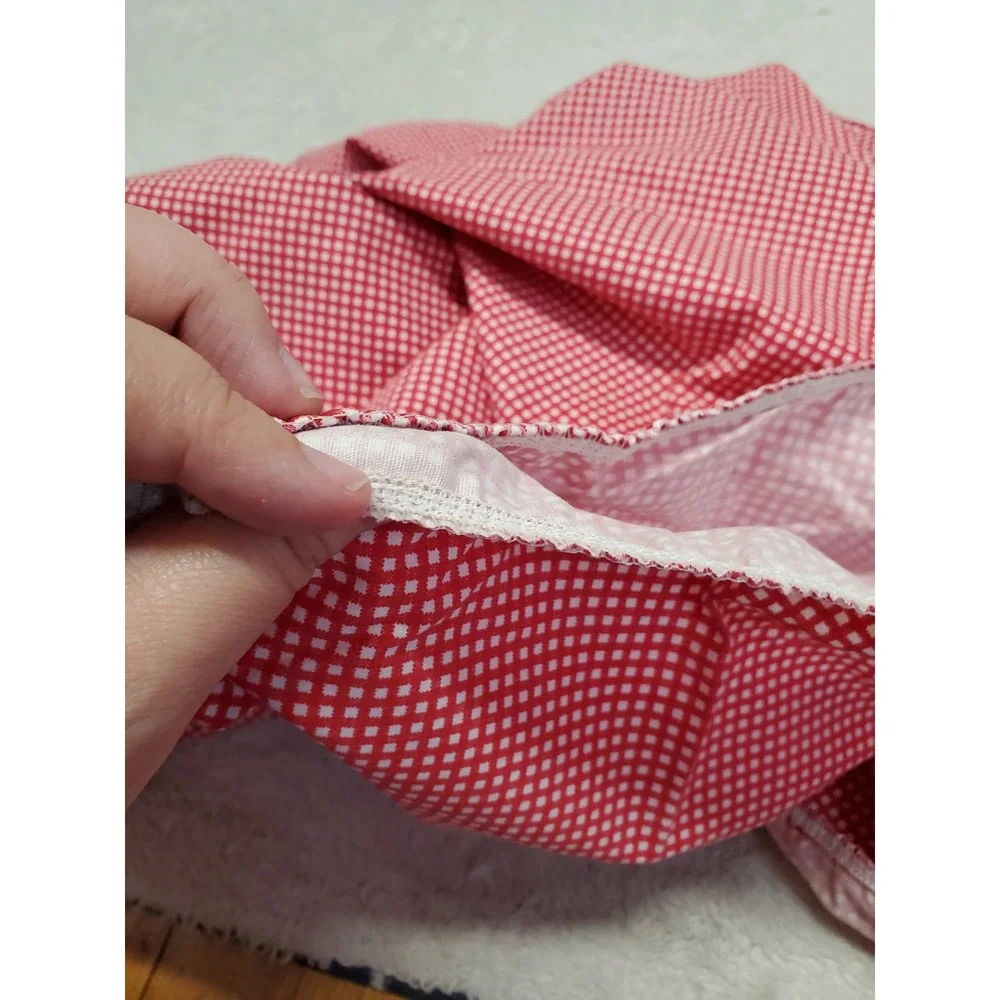 Ralph Lauren Red White Gingham Plaid Twin Cotton Flat Fitted Sheet Set Bedding